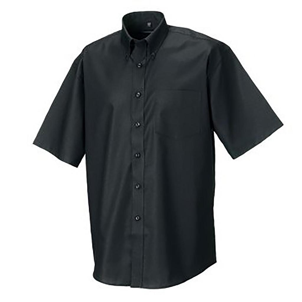 Russell Collection Mens Short Sleeve Easy Care Oxford Shirt