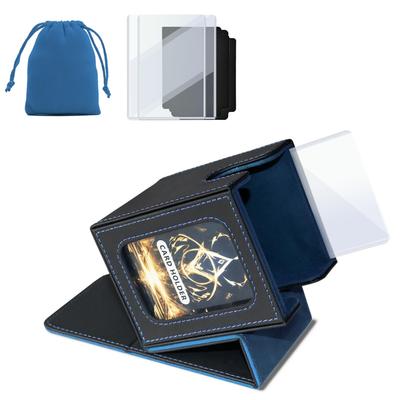 Domstar Deck Case Card Case Trading Card with Double Card Display Window Made of Waterproof Leather Holds 100 Double Sleeve Cards 2 Dividers 2 Card