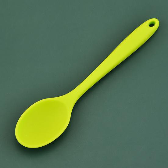 Rice Spoon High Temperature Resistance Solid Color Soft Silicone Non-stick Food Grade Eating Tool Stable Smooth Edge Soup Spoon Kitchen Tool