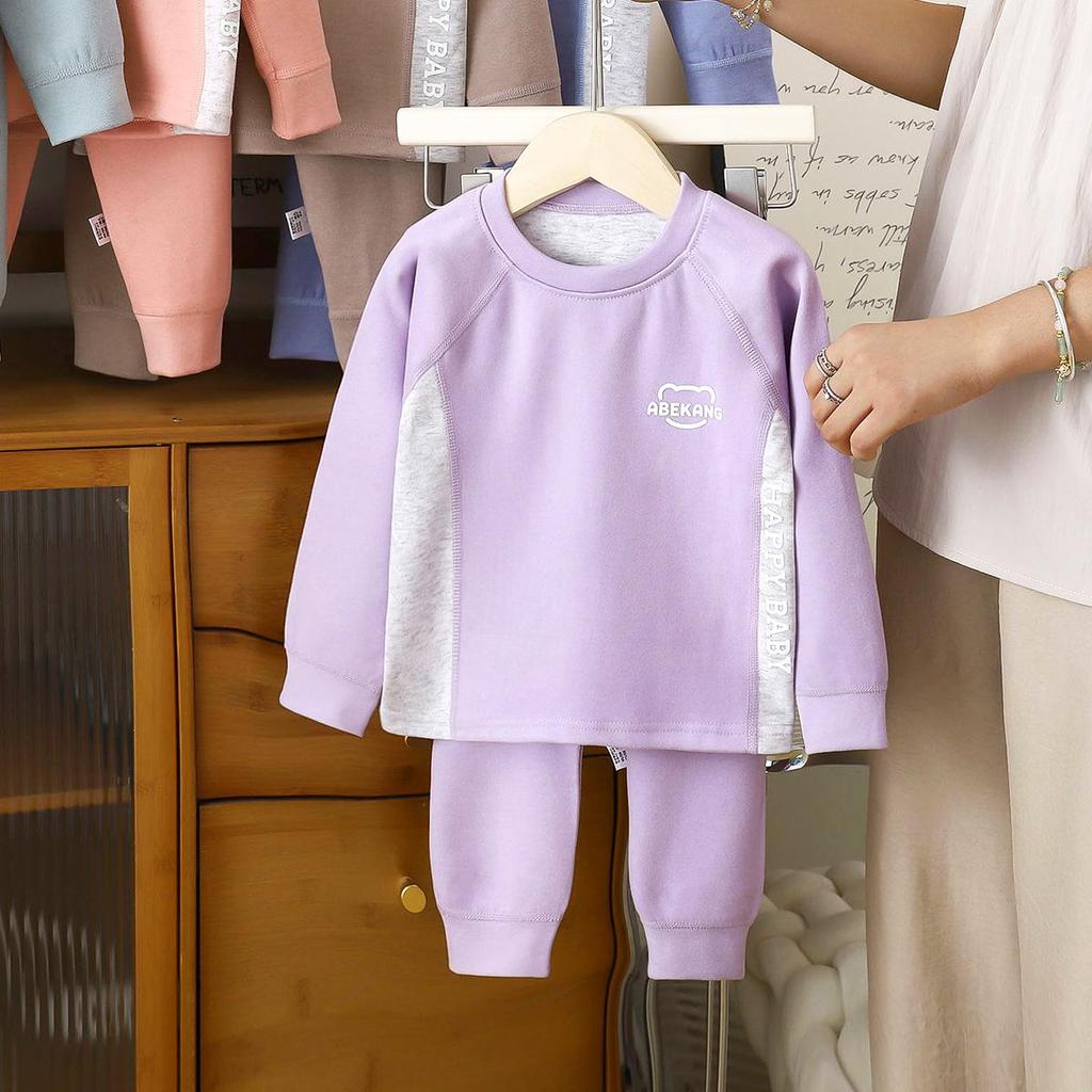 Kids' Warm Fleece Underwear Set - Thickened, Seamless Pajamas for Boys & Girls, Perfect for Autumn/Winter Home Wear