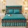 Luxury Lace Embroidery Bed Sheet Thick Velvet Quilted Bed Skirt Queen Size Warm Soft Plush Bedspread  Not Included Pillowcase