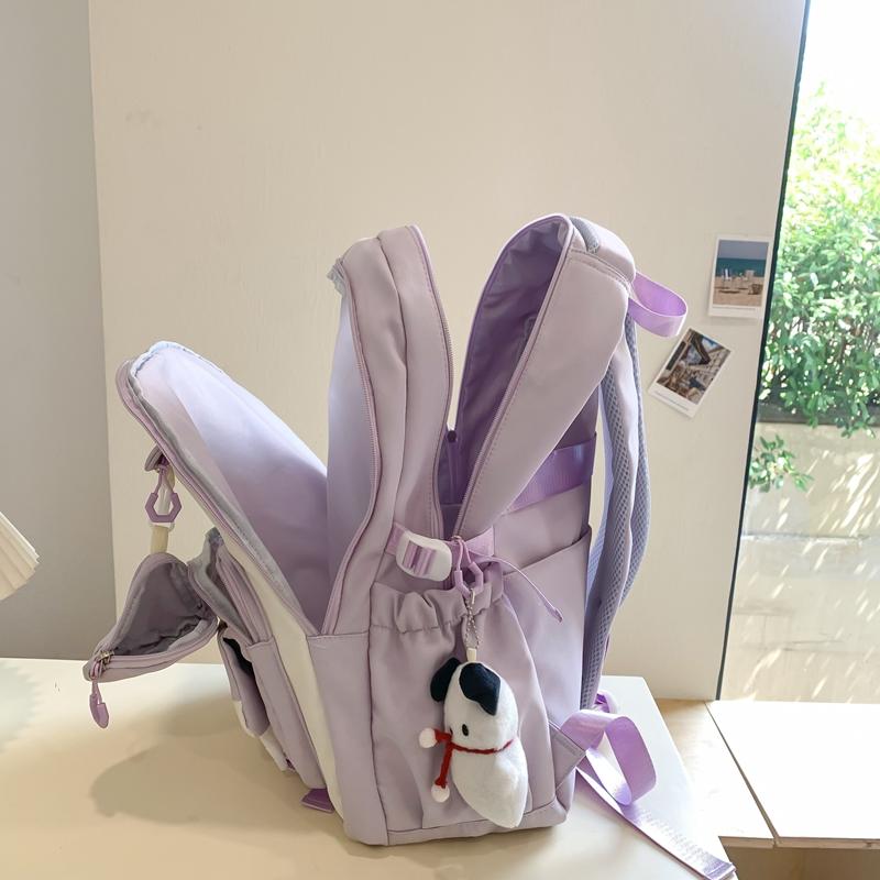 Student Schoolbag Color Block Women's Large Capacity Lightweight Backpack Middle School Student Backpack with Coin Purse