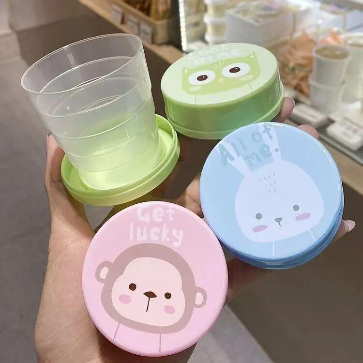 Outdoor Portable Cup, Foldable Water Cup, Mouthwash Cup, Telescopic Cup, Cartoon Travel Folding Cup, Travel Compression Cup