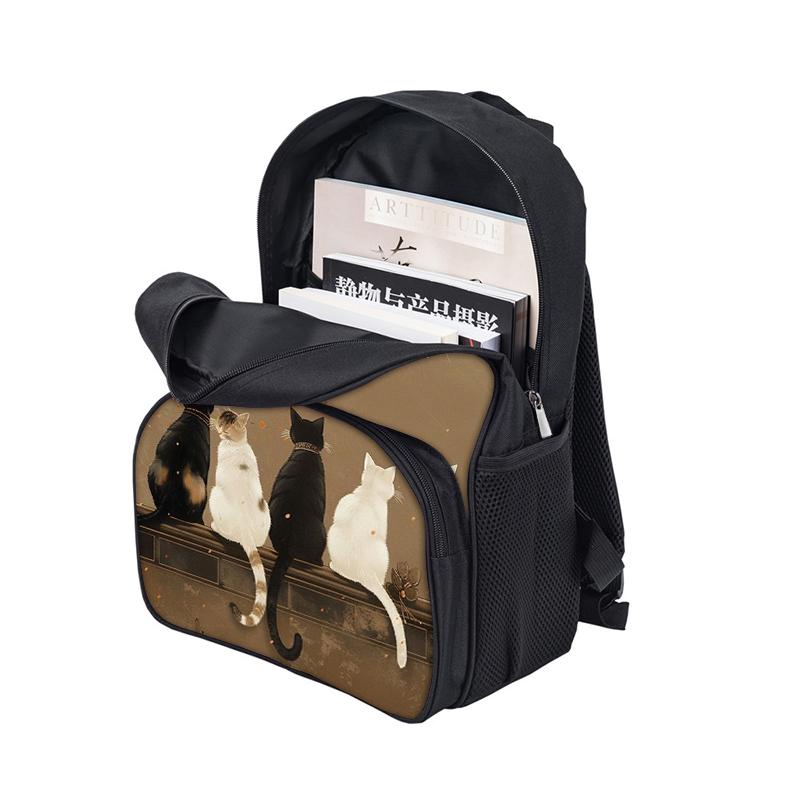 3 Pcs Set Minimalist Butterfly Lunch Bags ,Pen Bags ,Front Carrier Daily Pack For Boys/Girls Children Best Gifts 2D Animated School Bag