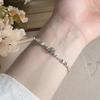 Korean Style S925 Sterling Silver Heart-Shaped Bracelet for Women - Niche Exquisite Aesthetic with Broken Silver Beads