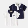 Boys' Tie Polo Shirt Short-Sleeved T-Shirt Summer Kidsren's Lapel Top Kidsren's Clothing Preppy Style Half-Sleeved Boys' Clothes