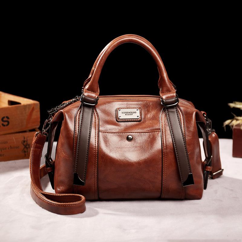 

Женская сумка Johnature в стиле ретро, ​​большая вместительная сумка из искусственной кожи, модная однотонная портативная сумка через плечо и через плечо коричневый