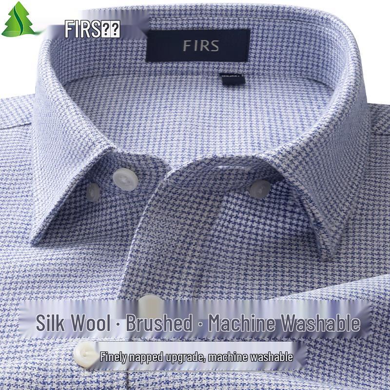 Мужская рубашка Shanshan с длинным рукавом из смесовой шерсти, начесанная 43