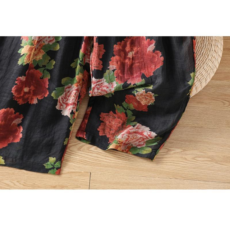 DIMANAF 2026 Estate Nuovi Pantaloni Lunghi Taglie Forti Donna Stampa Vintage Floreale Larghi Vita Elastica Pantaloni Casual da Donna