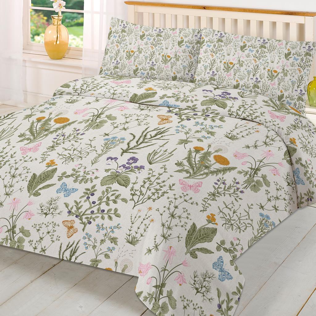 Vintage Herbaceous Floral Butterfly Flower 3pcs Bedding Set For Double Bed Home Textile Duvet Cover Quilt Cover Pillowcase
