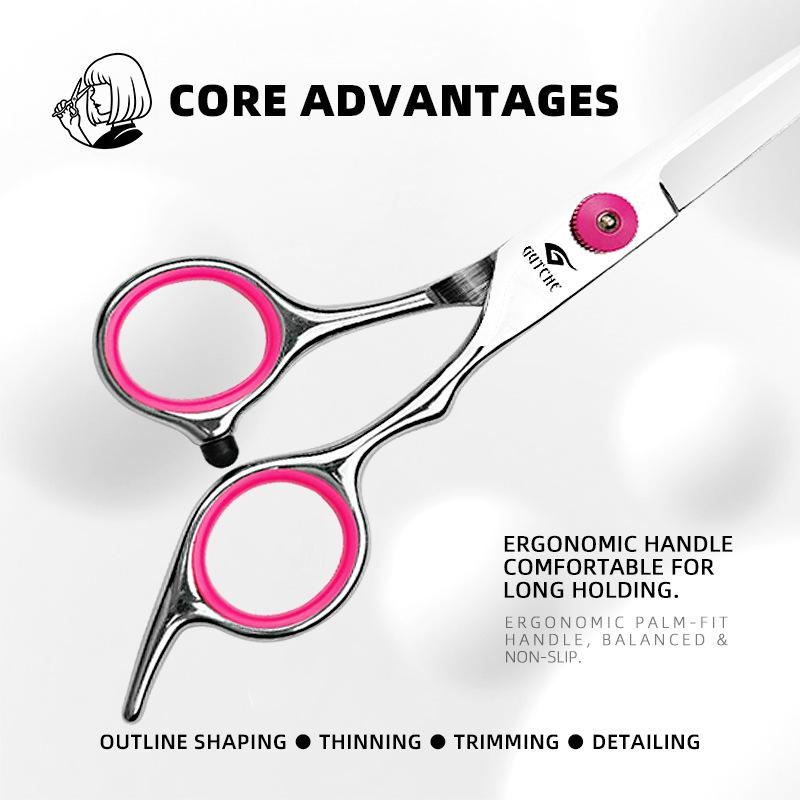 Pink Cap Stainless Steel Professional Barber Thinning Scissors for Bangs and Hair Salon Use