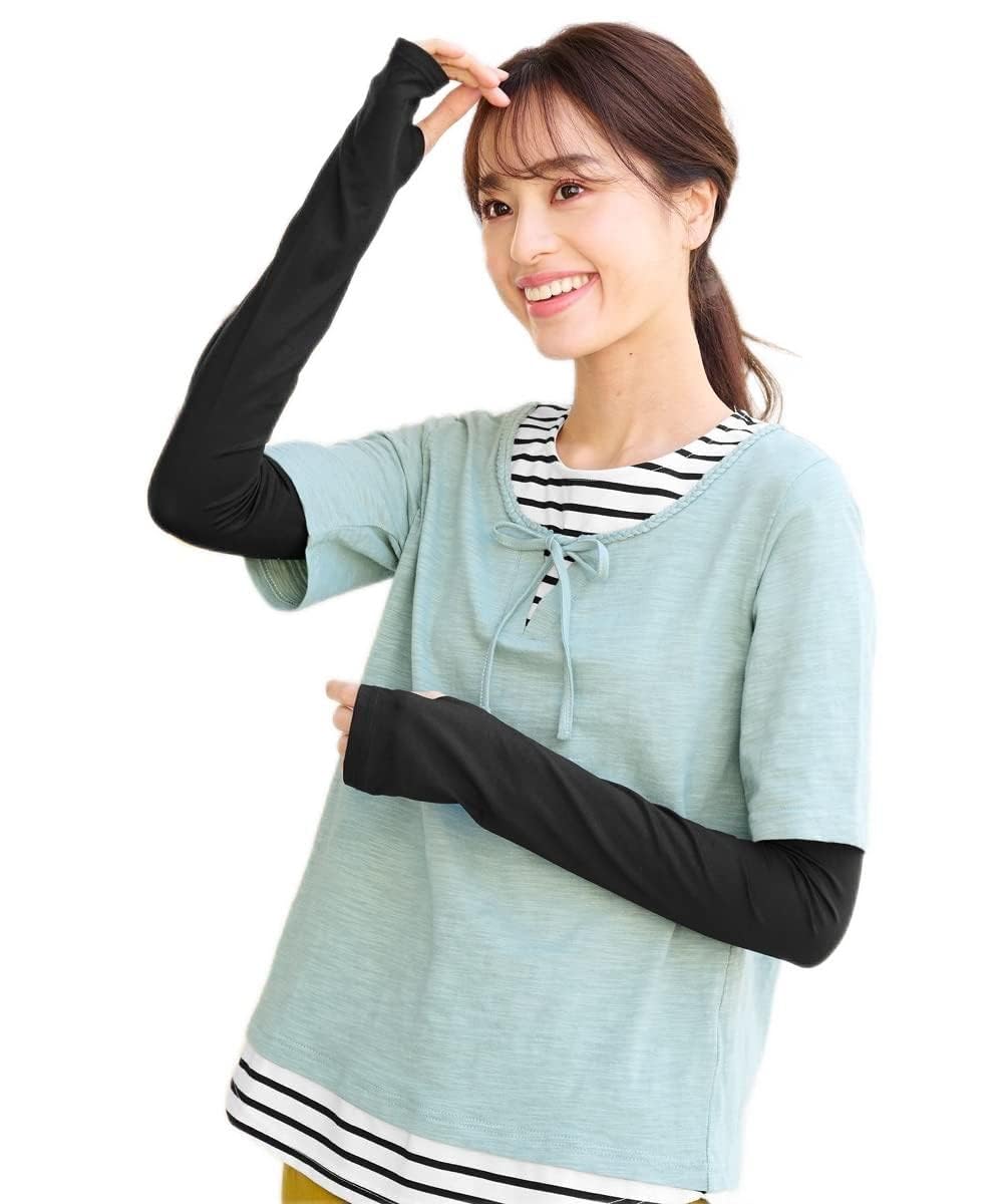 

Large Arm Set of 2 Cool to the Sweat Quick Black Equivalent to [Nissen] Gloves, Size, Covers, (UV Protection, Touch, Absorbing, Drying), + Black,