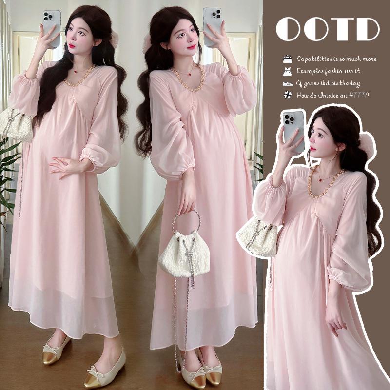 Spring 2026 Elegant Pink Fairy Maternity Dress 2XL