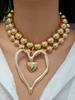 European and American Jewelry Ins Exaggerated Irregular Love Pendant Necklace, Simple Round Bead Necklace