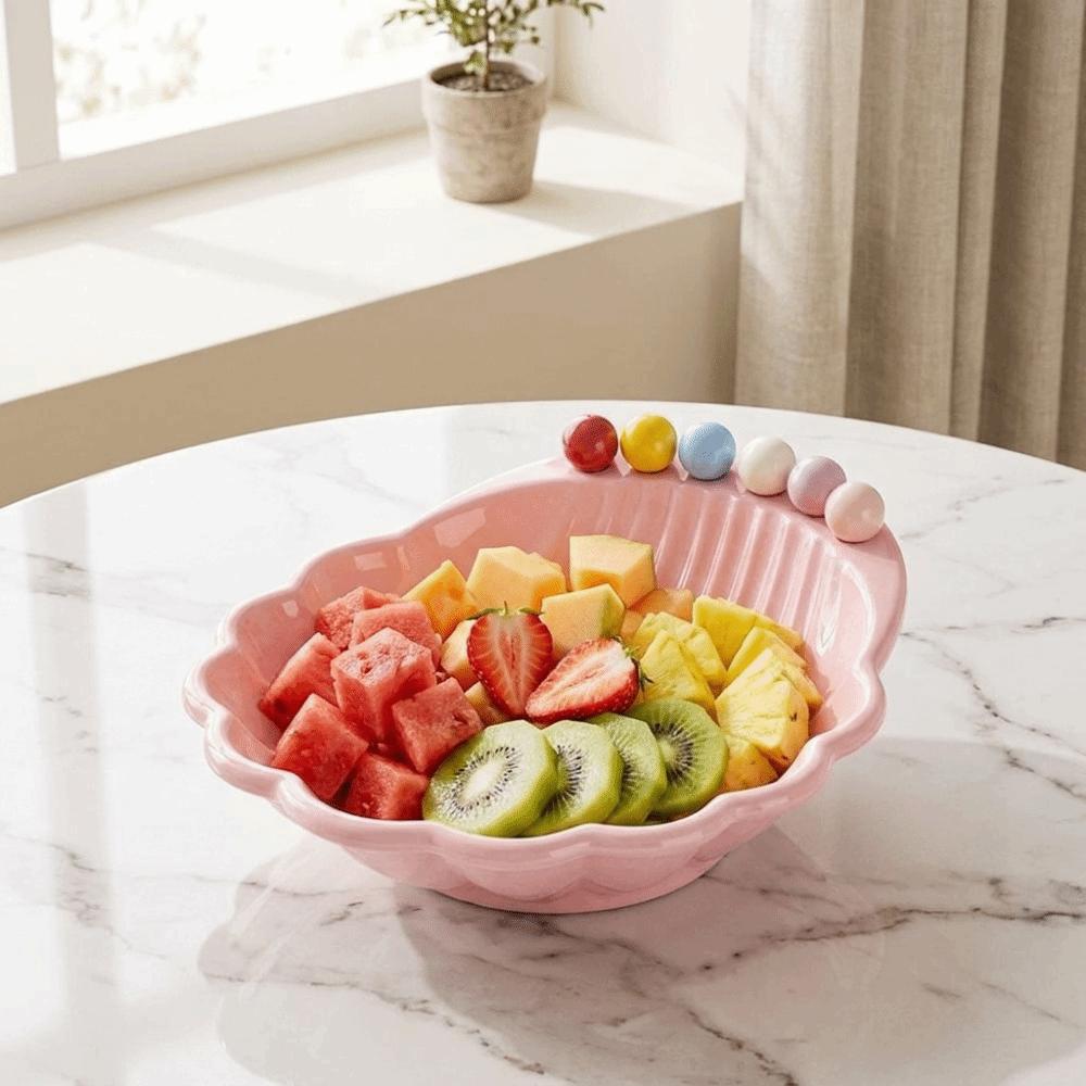 Large Capacity Fruit Serving Plate Shell Shape Dessert Salad Bowl Snack Plate Dining Table