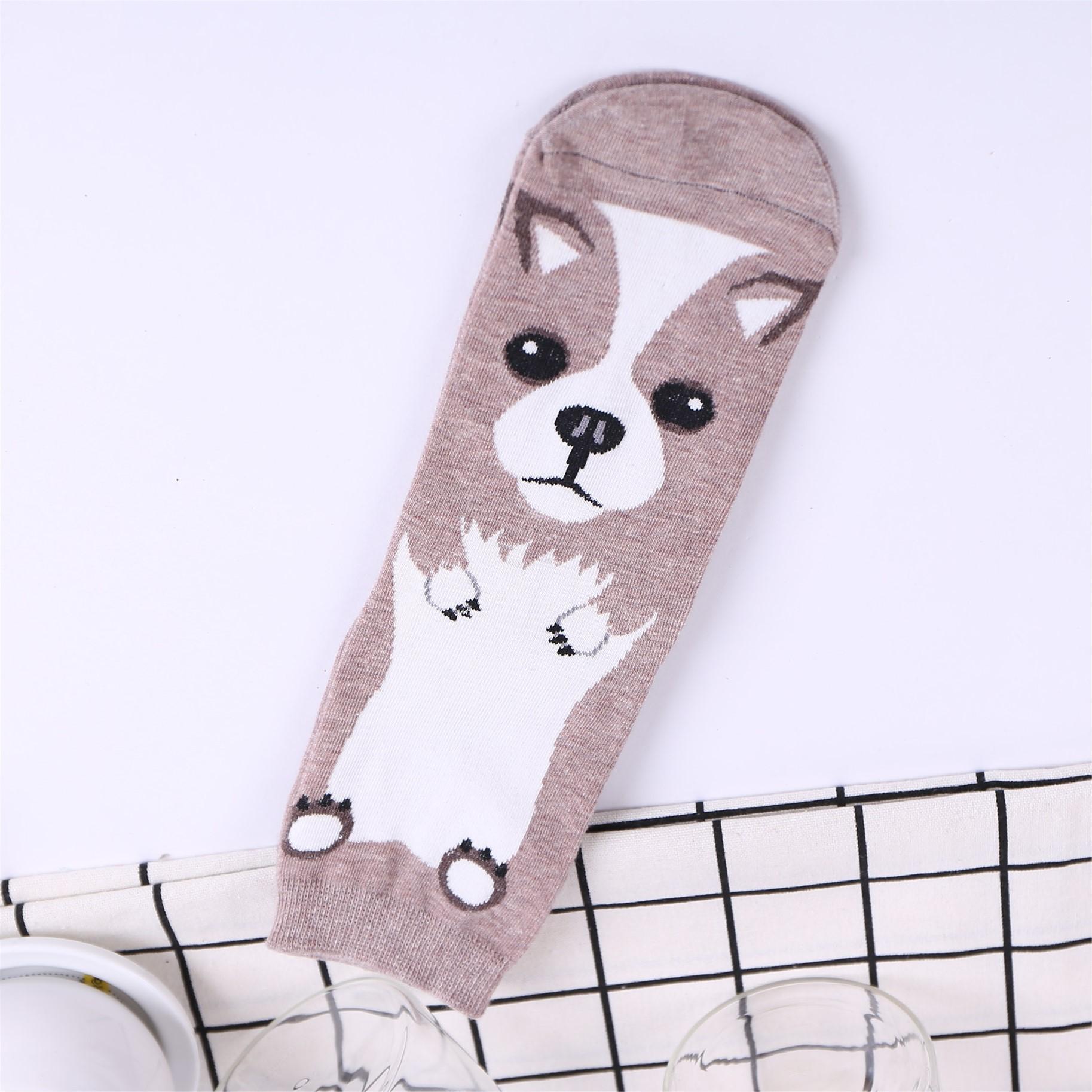 Women s Cute Dog Print Cotton Socks New Season Casual Comfortable Mid Calf Socks for Spring Autumn 35-42