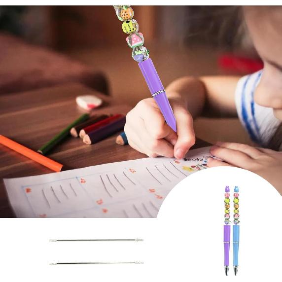 60PCS Beadable Jewelry Pen Rod Extender,Beading DIY Metal Blank Rod,Rustproof Stainless Steel Bead Rod Replacement Bead Pen Rod for Repair Craft 4.61