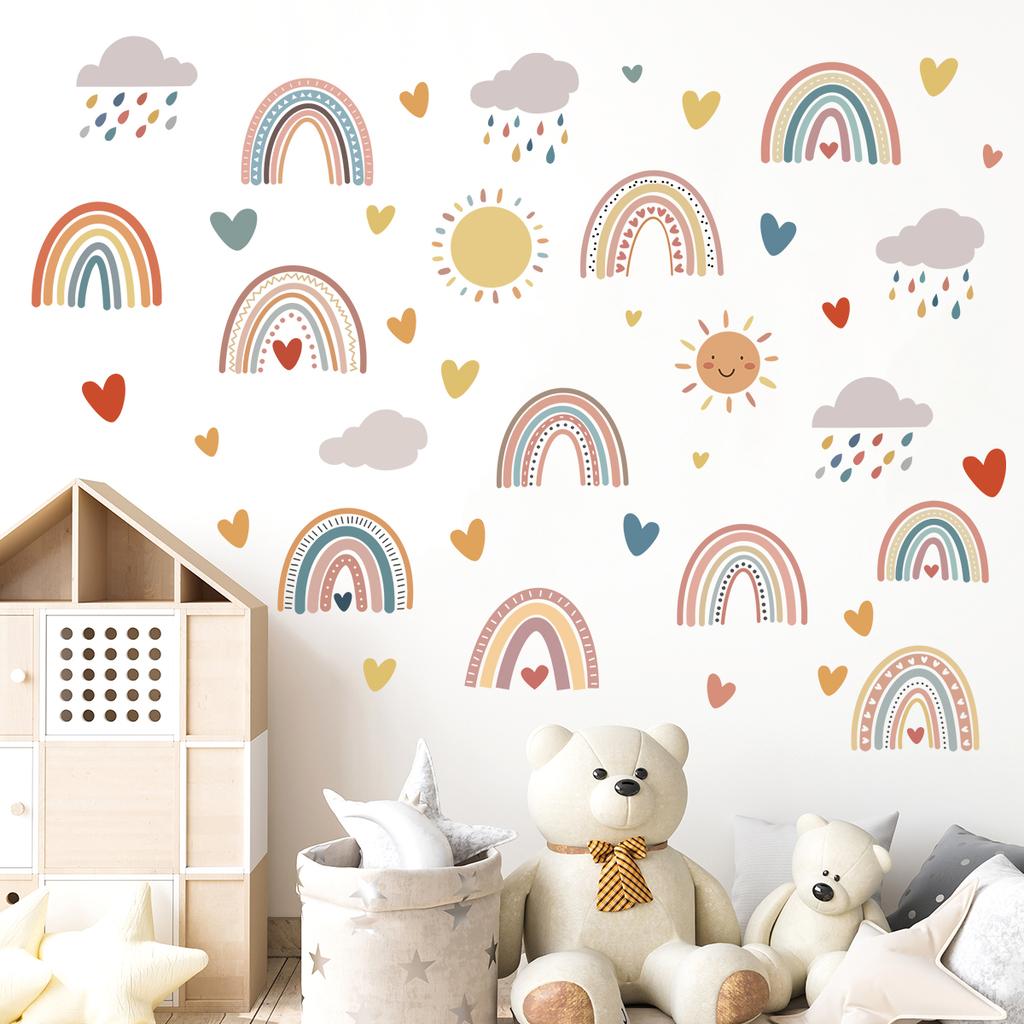 1Pc Cartoon Love Cloud Rainbow Wall Stickers Kids Room Decoration Bedroom Children Room Wall Art Living Room Decor for The House