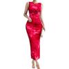Printed Dress 2025 Summer New Women Temperament Elegant Sleeveless Split Waist Hugging Sexy Print Dress