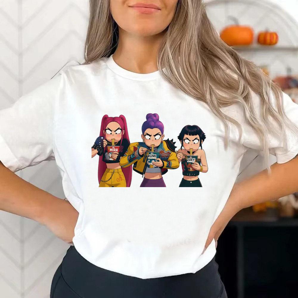 Huntrix Dívčí Kpop Lovci démonů Oboustranné tričko Tričko v anime stylu s Rumi Mira Zoey Dívčí skupina Magická bojovnice Fanouškovská trička