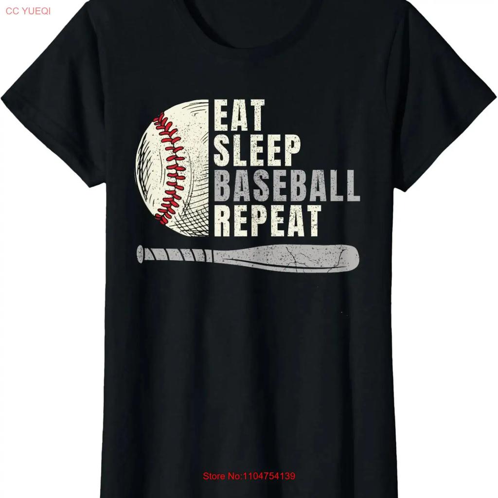 Eat Sleep Baseball Repeat Funny Lover Player Nice Ladies Crewneck T Shirt vintage Washed Casual Versatile designer clothes