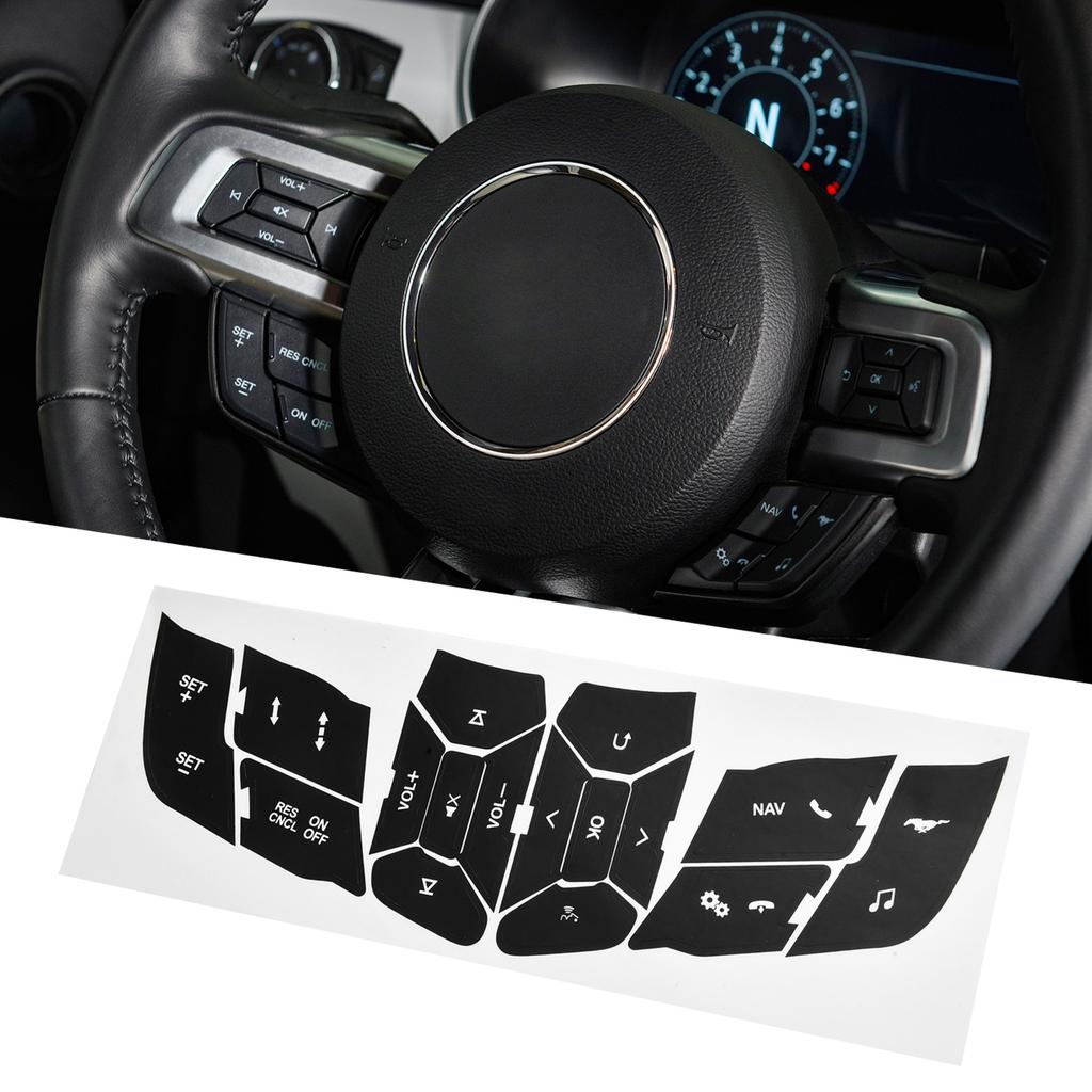 Car Interior Modification Black Steering Wheel Repair Vinyl Button Overlay Perfect Edge Coverage Push Button Type