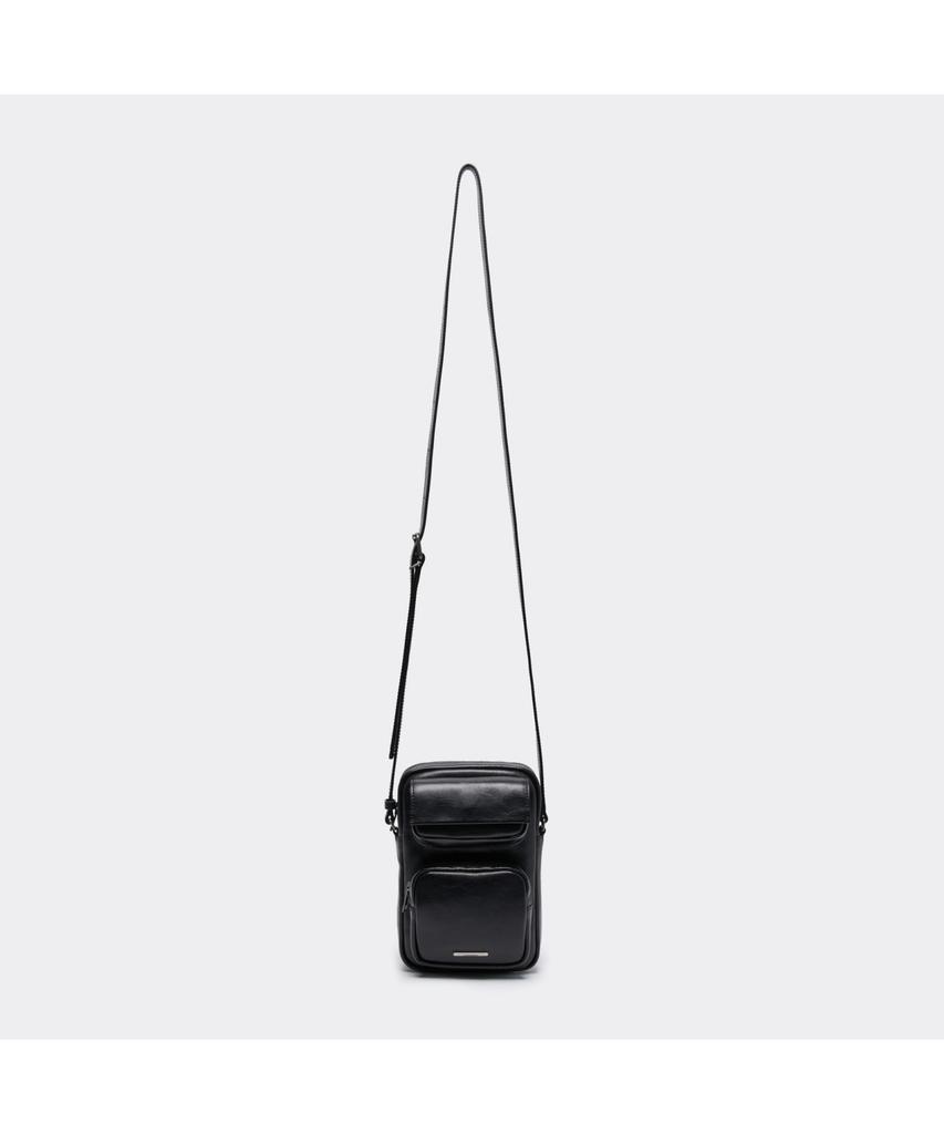 Customellow Black Leather Mini Cross Bag Cabax25513Bkx