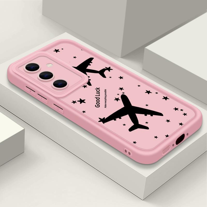

Для Samsung S25 Ultra S24 FE S23 S22 A56 A36 A55 A16 A15 A35 чехол с принтом самолета мягкий силиконовый защитный чехол для линз противоударный матовый чехол для телефона TPU Samsung A53 розовый