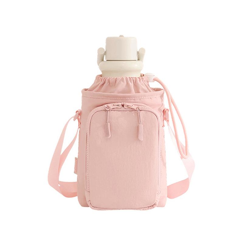 Portable Water Bottle Bag With Adjustable Strap Thermal Mugs Protective Cover Phone Pocket Outdoor Sports Travel Bag