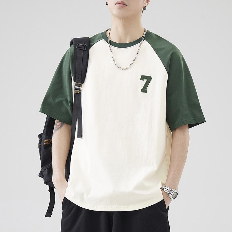 

Мужская футболка с рукавом реглан свободного кроя из чистого хлопка Anyang - тренд лета 2025 XL темно-зеленого