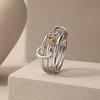 Interlocking Zirconia Two-Tone Diamond Ring, Multi-Element Plain Band