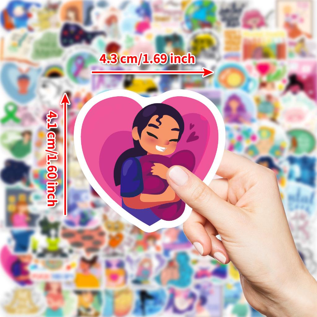 100 Girl Mental Health Theme Series PP Waterproof Stickers DIY Tablet Laptop Stickers