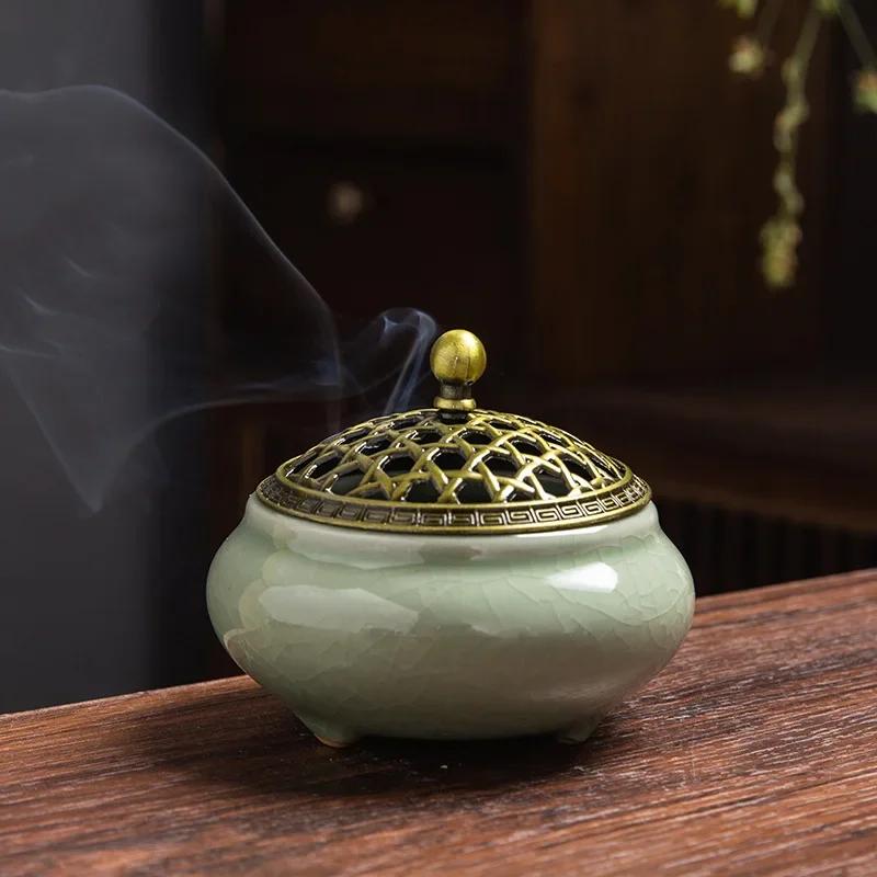 Ceramic Incense Burners Holder Coil Cones Stick Incense Buddhist Home Decor Tearoom Yoga Room Desktop Ornaments Aroma Burner