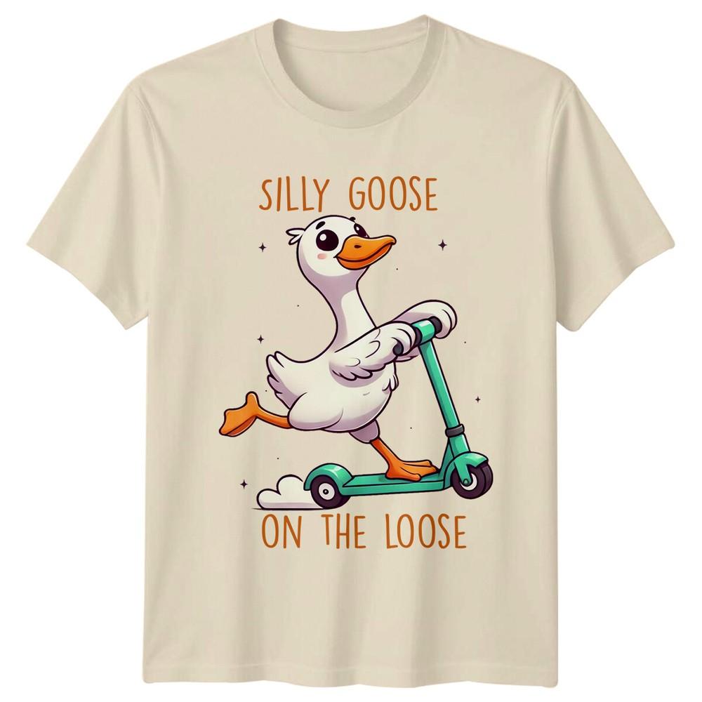 Silly Goose On The Loose Funny Animal Pun Goose Scooter TShirt Unisex T-Shirt S