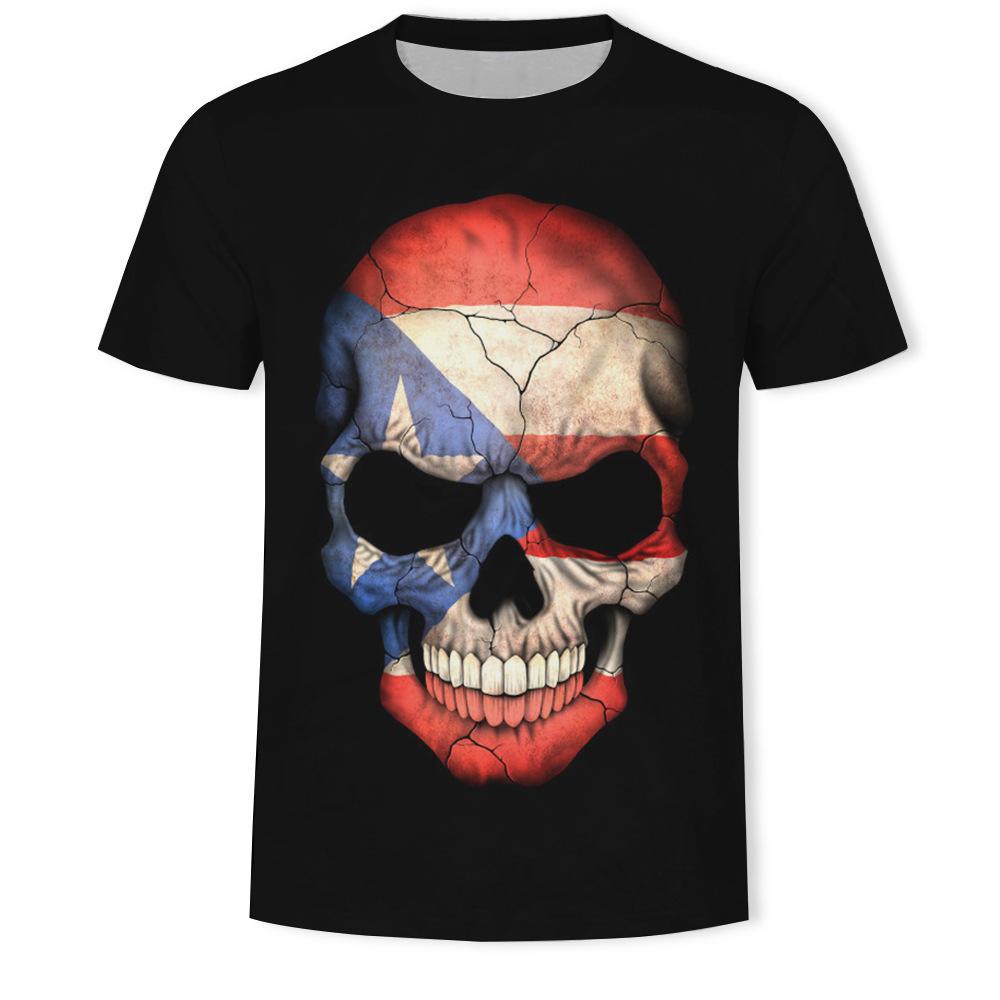 Sommer Rundhals 3D Schädel Print Top Modische Lässige Kurzarm Herren T-Shirts