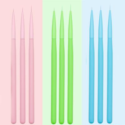 Sada 3 kusů štětců na nail art v makronkových barvách, tenké kreslící pera pro detailní zdobení nehtů