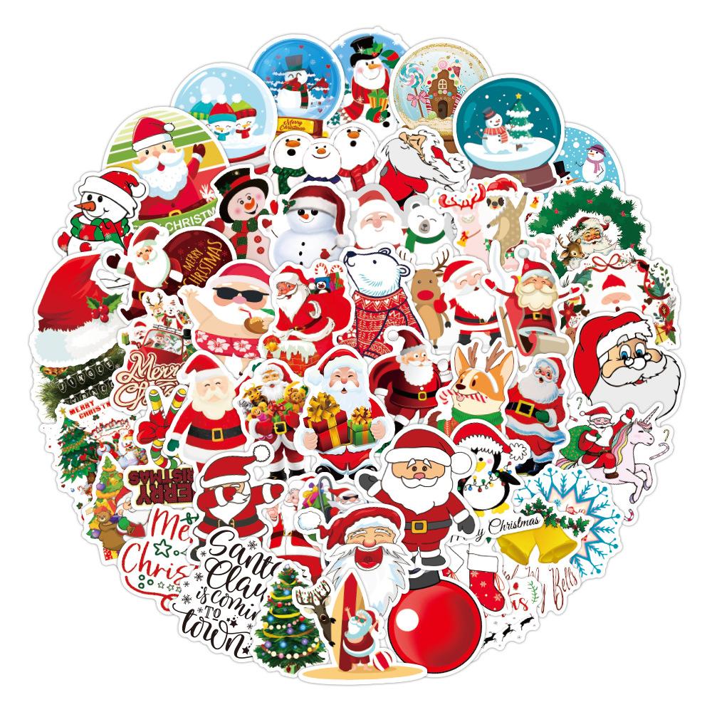50Pcs Cartoon Christmas Stickers For Multi-Surface Decor (Wall Luggage Guitar)