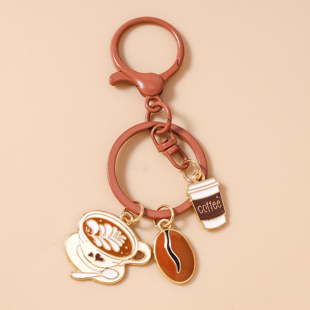 Fashion Coffee Keychain Women Girls Key Ring Pendant for Handbag Decor DIY Key Chain Jewelry Gift