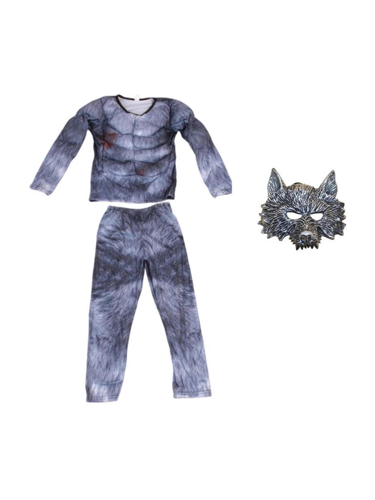 Children's Werewolf Muscle Costume - Scary Halloween Role-Playing Performance Outfit for Boys