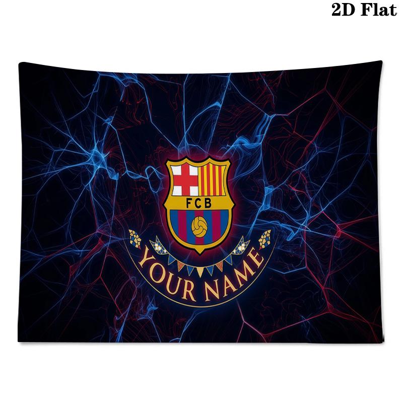 Custom Name FC Barcelona Printed Tapestry – Wall Hanging for Bedrooms, Dorms, and Home Decor
