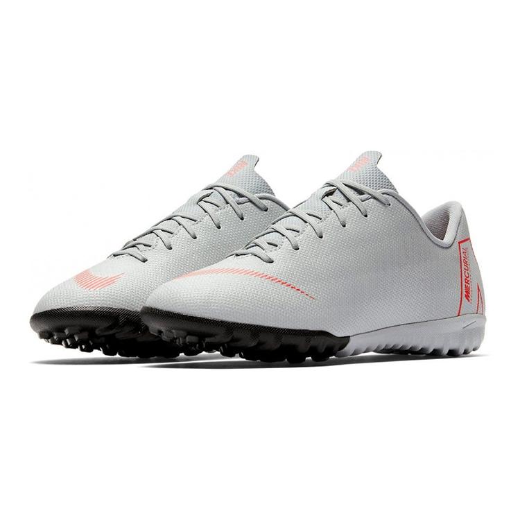 Nike Mercurial Vapor 12 JR Academy TF Slip Resistant Abrasion Resistant Low Top Kids' Soccer Shoes Gray Red Kids' AH7342-060