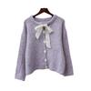 Autumn and winter new lace-up bow knitted cardigan loose soft waxy sweet gentle wind sweater jacket women's clothing