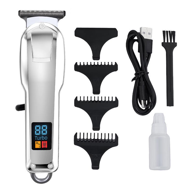 High-Power Men's Full Metal Electric Hair Clipper & Trimmer - Ideal for Home & Barber Use, Also for Pet Grooming