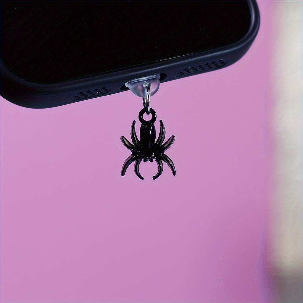 Kleine Spinne Schwarz und Antik Silberfarben Staubschutzstecker für Mobiltelefone, Zubehör und Dekorationen