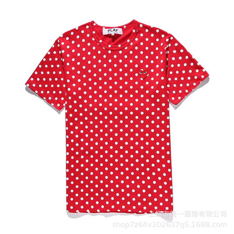Spring and summer men's and women's same fashion trend striped Rei Kawakubo love printed crew neck T-shirt versatile