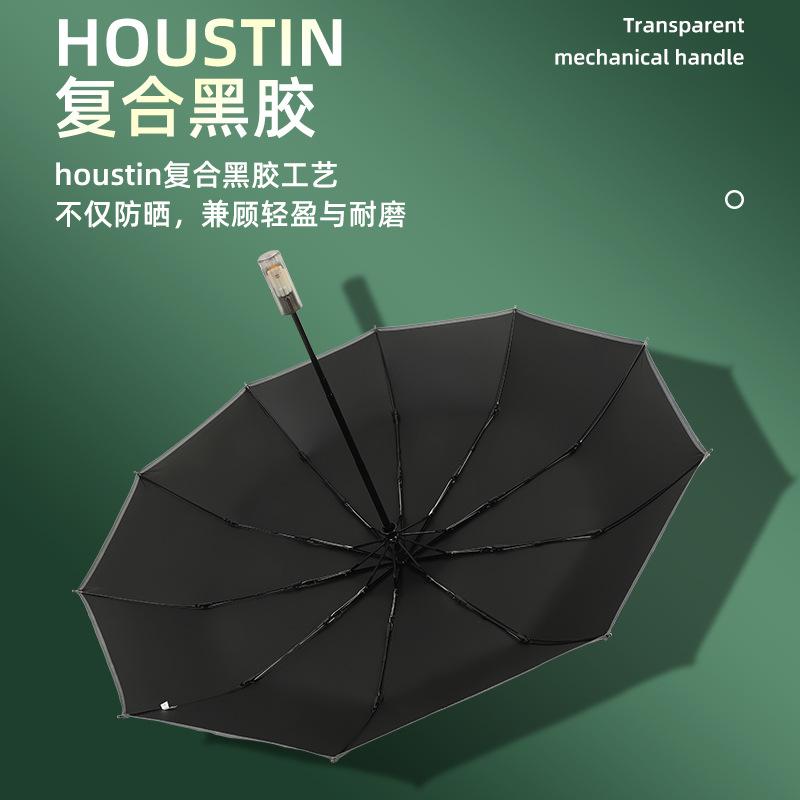 Creative Mechanical Handle Automatic Umbrella Night Reflective Business Umbrella Men's Large Car Umbrella UV-proof Vinyl Umbrella