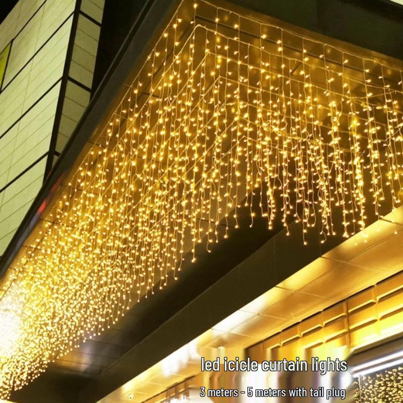 Waterproof LED Icicle Curtain Fairy Lights - Outdoor Decorative Flashing String for Christmas & Waterfall Effects