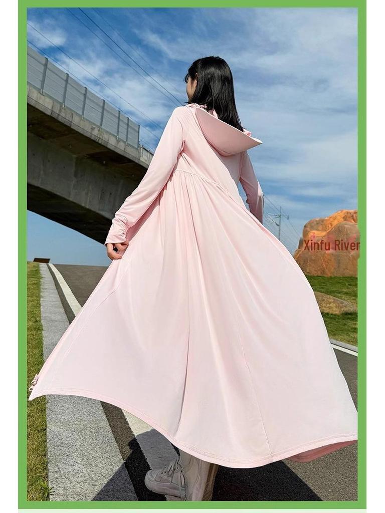 Women's Slim Fit Ice Silk Sun Protection Jacket - Long, Lightweight UV Shield for Summer 2024