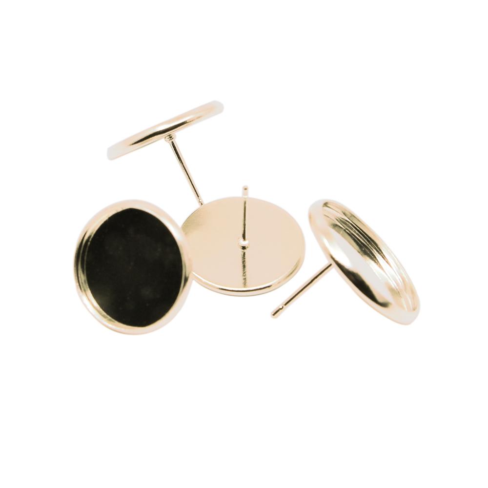 20-50pcs/lot Stainless Iron Blank Earring Base 8 10 12 14 mm Cabochon Cameo Settings Bezel Tray For Supplies Jewelry Making