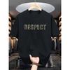Men's Summer Cotton Fashionable Casual Loose RESPECT Camouflage Letter Printed Round Neck Short Sleeved T-shirt Top